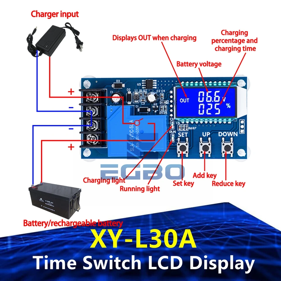 Modulo Controllo Carica XY-L30A - Per Batterie Litio 6-60V 30A