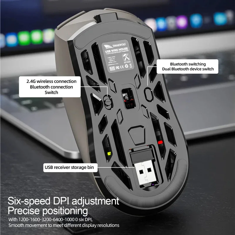 Hollow Out Ergonomic Design Bluetooth wireless 2.4g gaming mouse triple-mode lightweight e-sports gaming 1K return rate Computer