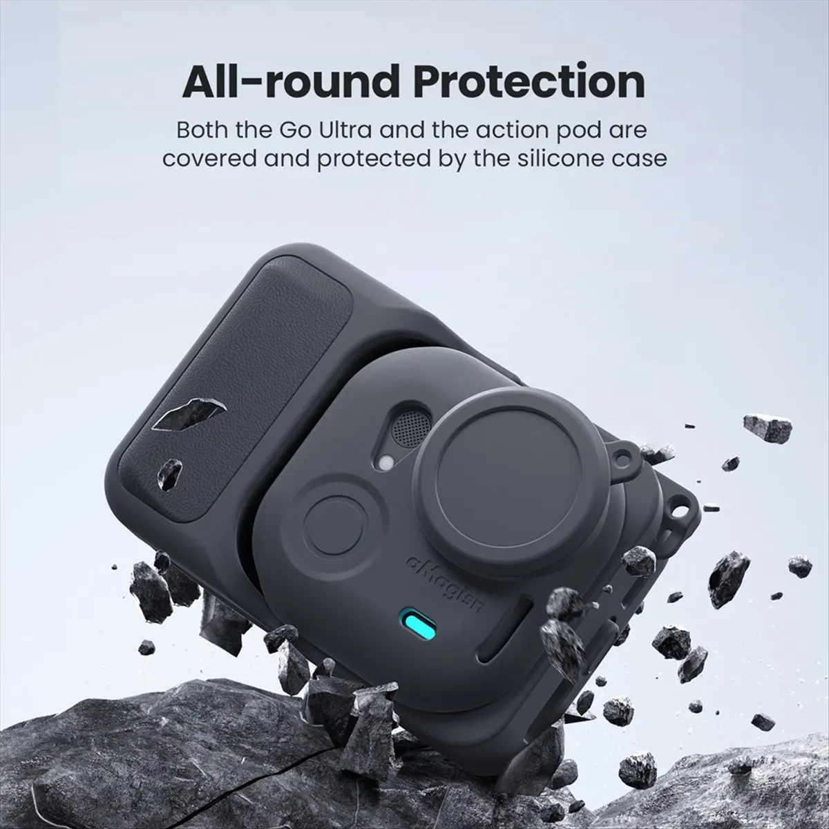 N05R AMAGISN Insta360 Go 울트라 액션 카메라용 실리콘 보호 케이스 보호 스킨 커버 스포츠 카메라 액세서리 블랙