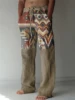 Mens Trousers Casual Summer Beach pants Daily Holiday Brown Trousers Drawstring Elastic Waist 3D Geometric Pattern Trousers 6XL 1