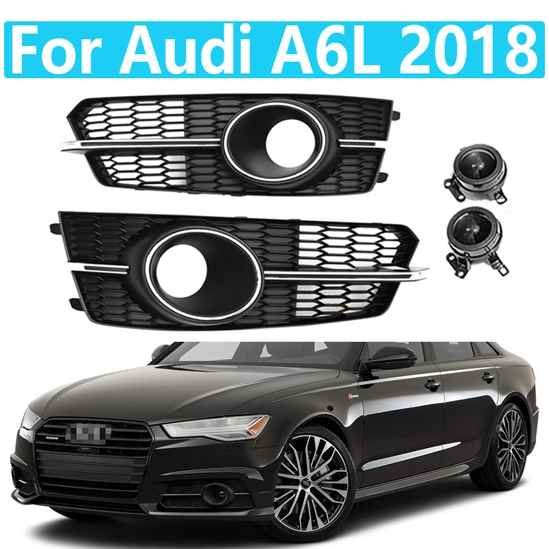 

1 Pair For Audi A6L 2018 Retrofit And Upgrade S6 Fog Lamp Frame Sports Honeycomb Fog Lamp Grille ACC Probe