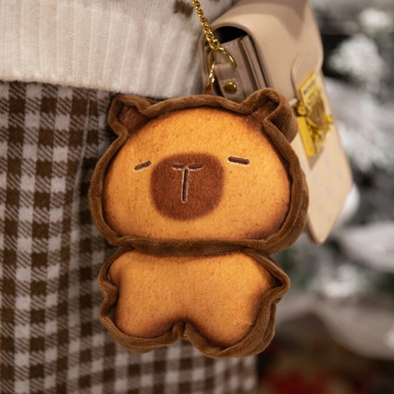 Kawaii Plush Biscuit Capybara Throw Pillow Capibara Cake Cookie Toast Keychain Sofa Cushion Nap Sleeping Toys Birthday Gift