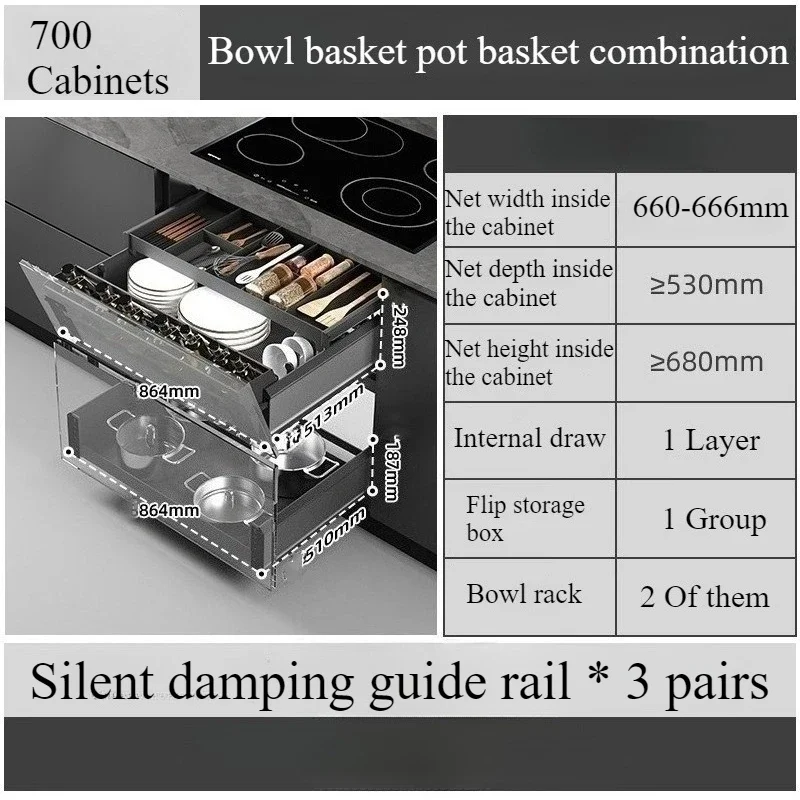 Metal Kitchen Cabinet Storage Narrow Organizer Drawer Small Spaces Extendable Cabinets  with Sliding Track Furniture