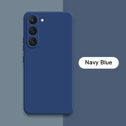 Luxury Liquid Silicone Soft Protective Phone Case - Full Fall Proof Mobile Cover Housing - Samsung S23 5G (Navy Blue)