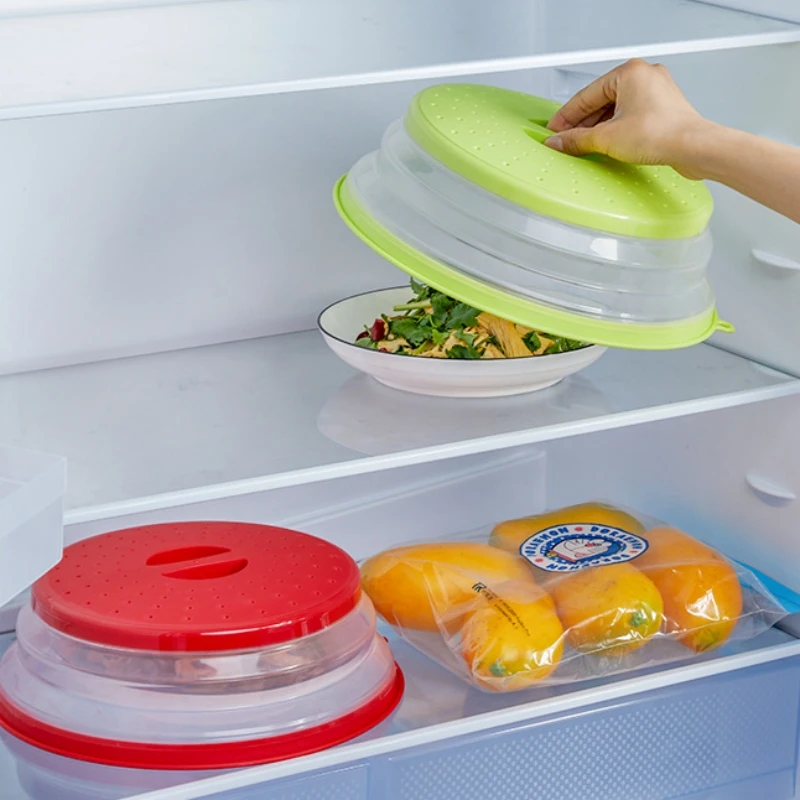 Microwave Splatter Cover Collapsible Vented Microwave Heating Lid Silicone Fresh-keeping Oil-proof Splash-proof Cover with Hook