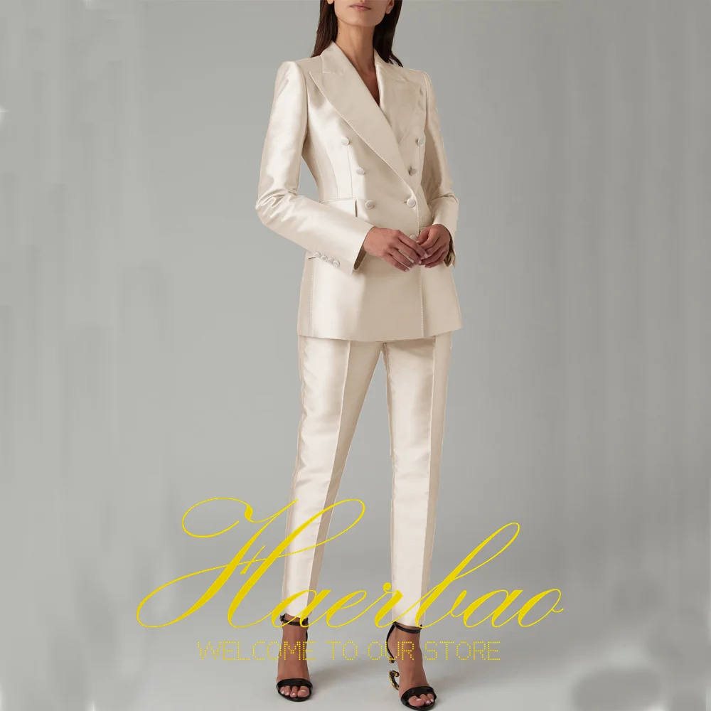 Women's Double Breasted Blazer and Pants Suit, Pink, Formal, Customized, Wedding Dress, Mom, 2 Pcs