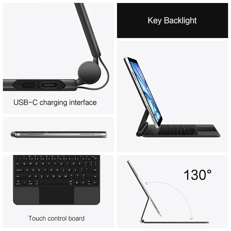 Folio-magic Keyboard para Ipad Air Smart Keyboard Português Espanhol Francês Coreano Árabe Alemão Air 11 6ª Geração m2 11 Case 2024 - Imagem 5