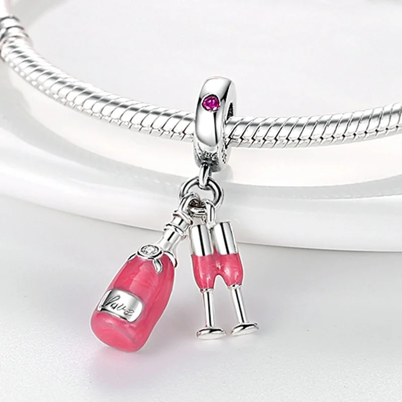 Charm-Perlen aus 925er-Sterlingsilber, Prinzessin-Engel, rosa Serie, Geburtstags-Charm-Perlen, passend für Pan-Original-Armbänder, exquisiter DIY-Schmuck – Detail 10