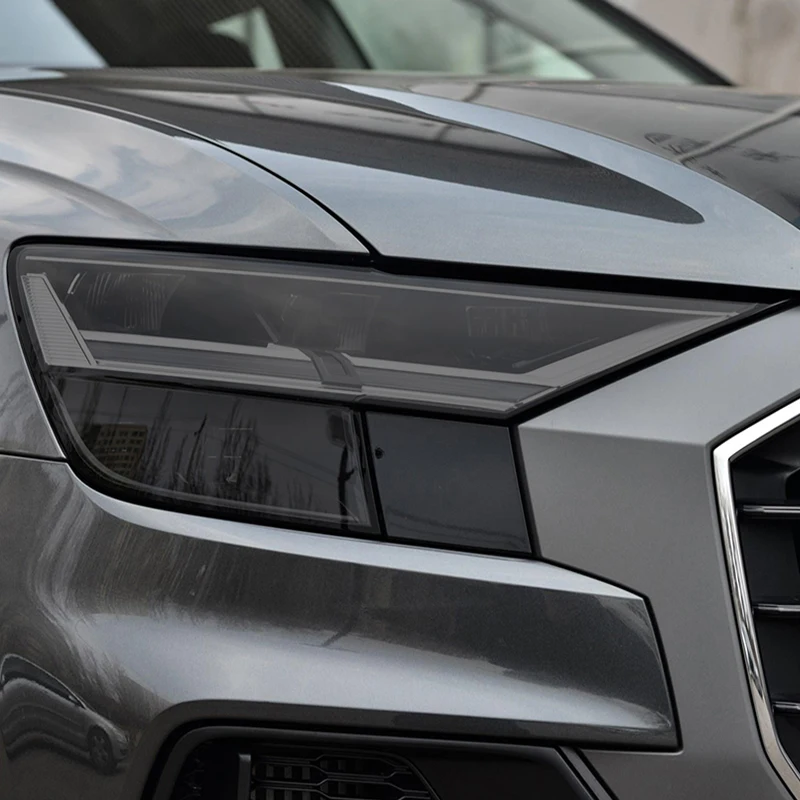

For Audi Q8 SQ8 RSQ8 2019 2020 2021 2022 Car headlamp protective film Smoky black tone wrapped vinyl transparent TPU sticker