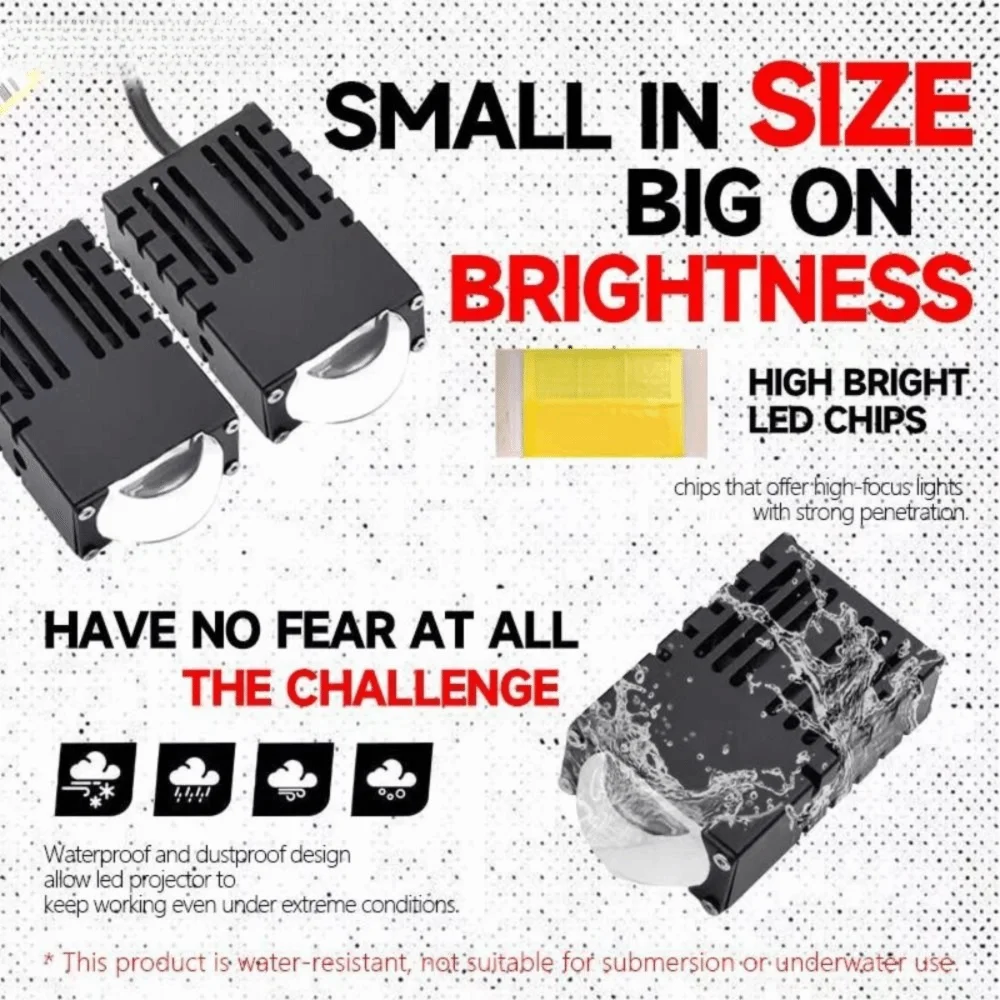 2Pcs 미니 자동차 Led 헤드 라이트 범퍼 안개 램프 5500K 3000k 보조 프로젝터 렌즈 작업 조명 방수 운전 조명 스포트 라이트