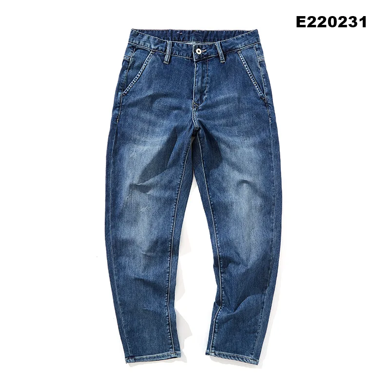 

Джинсы мужские зауженные, брюки из денима с диагональными карманами, вареные синие брюки-султанки, Стрейчевые джинсы, одежда на весну-лето