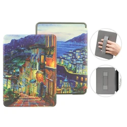 Premium PU Leather Case with Hand Strap for Kindle Paperwhite 6-Inch (Seaside Town)