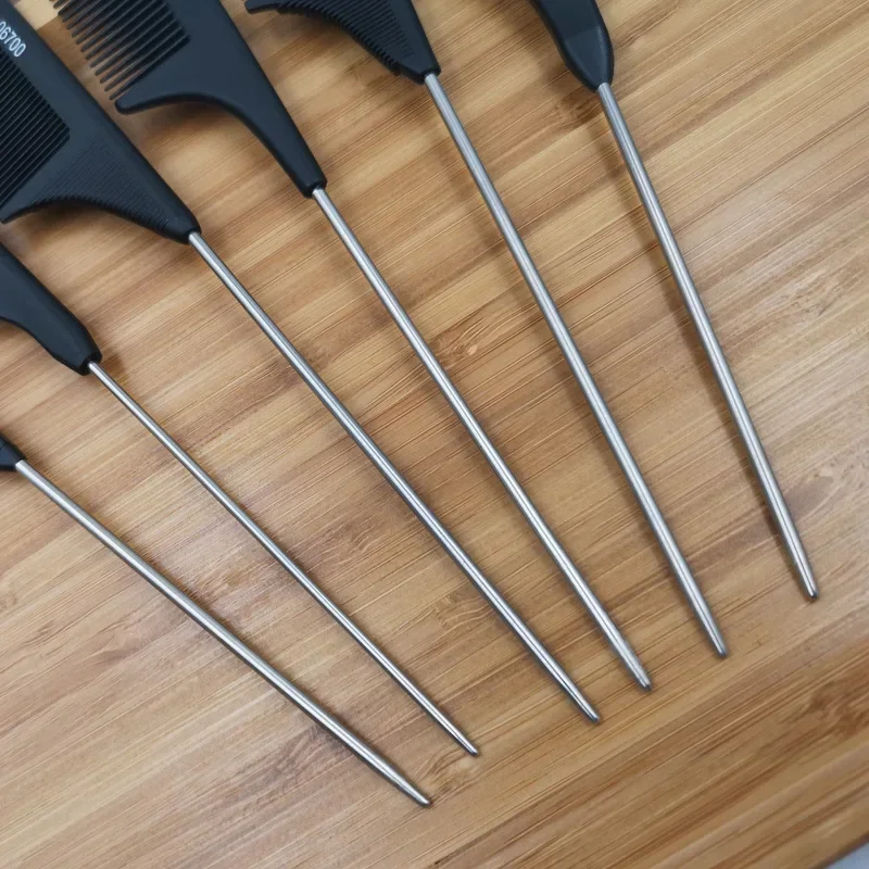Children Black Combs Pointed Tail Hair Brushes Cutting Girls Stainless Steel Spiked Hair Care Salon Barber Styling Accessories