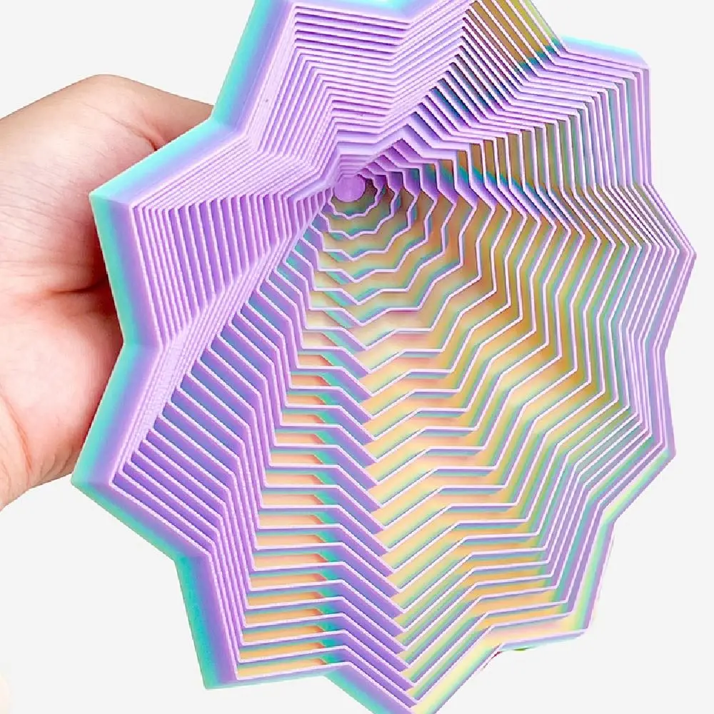3D Printing Fractal Fidget Star Model Visual Illusion Expanded Spirals Sensory Toy Geometric Design Relaxation