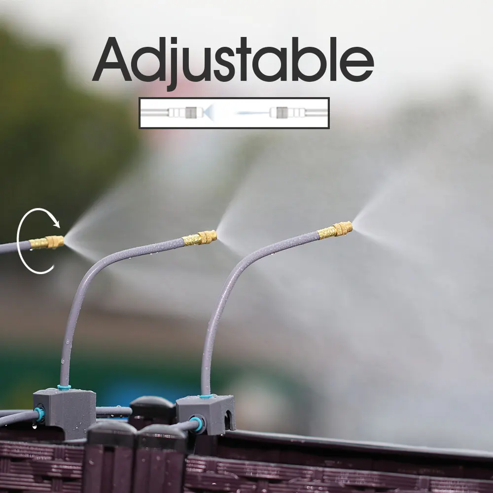 Description Picture 2 of item25-5M 12mm PE Hose Flexible Nozzle Atomized Irrigation Kit for Outdoors Gazebo Lawn Plants Mist Spray Cooling Watering System