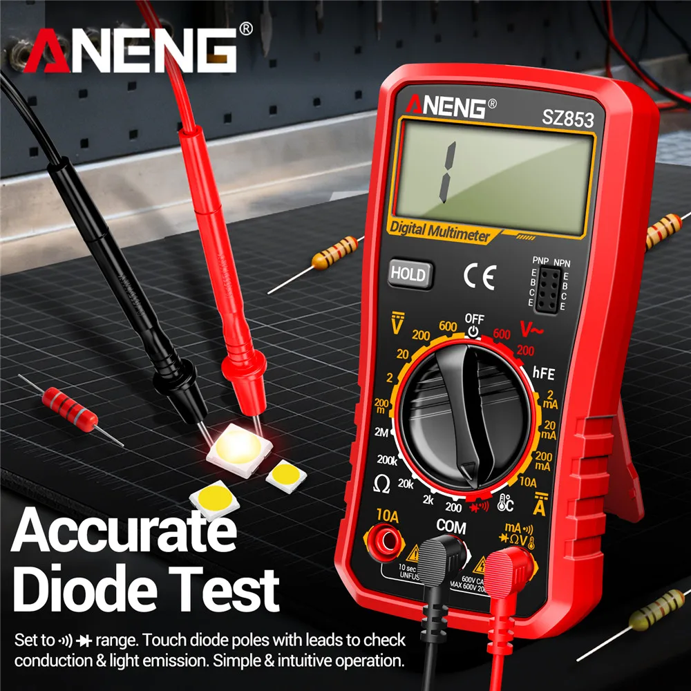ANENG SZ853 다목적 디지털 고정밀 디지털 디스플레이 다기능 전자 유지보수 휴대용 만능 계측기
