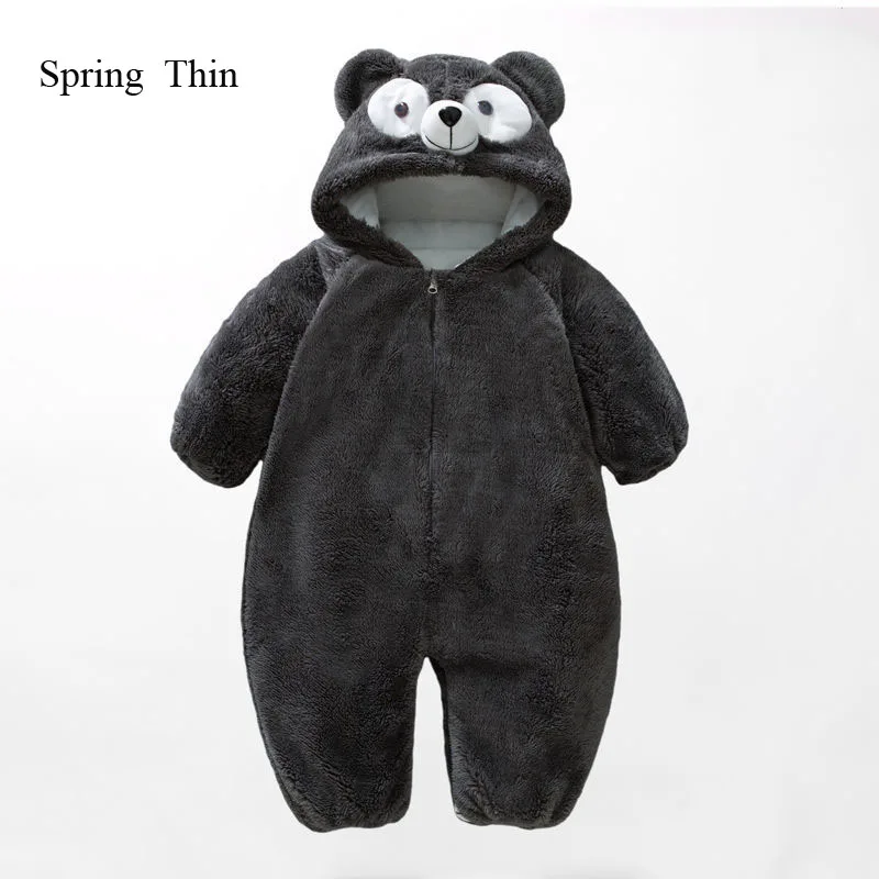 2023 New Warm Baby Hooded Jumpsuit Infant Cartoon Printed Long Sleeve Rompers Al