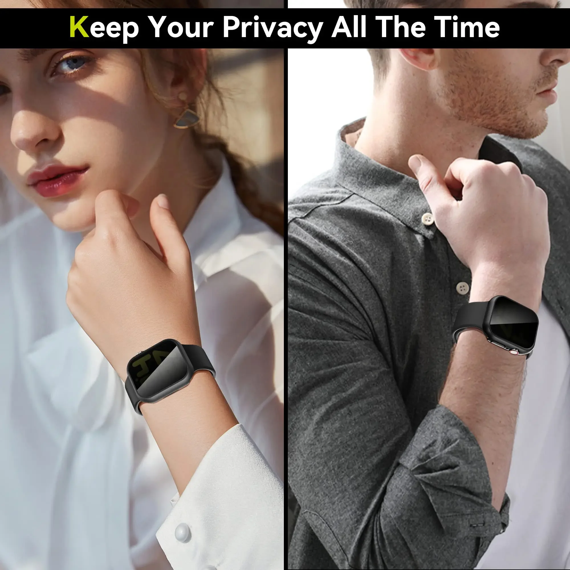 Anti-Peeping Screen Protector For Apple Watch 45mm 41mm 44mm 40mm Tempered Privacy Glass+Case For iWatch 8 7 6 5 4 SE 9 Cover apple watch screen protector,watch screen protector case,apple watch screen protector case,watch protective case,watch cover,watch protective cover