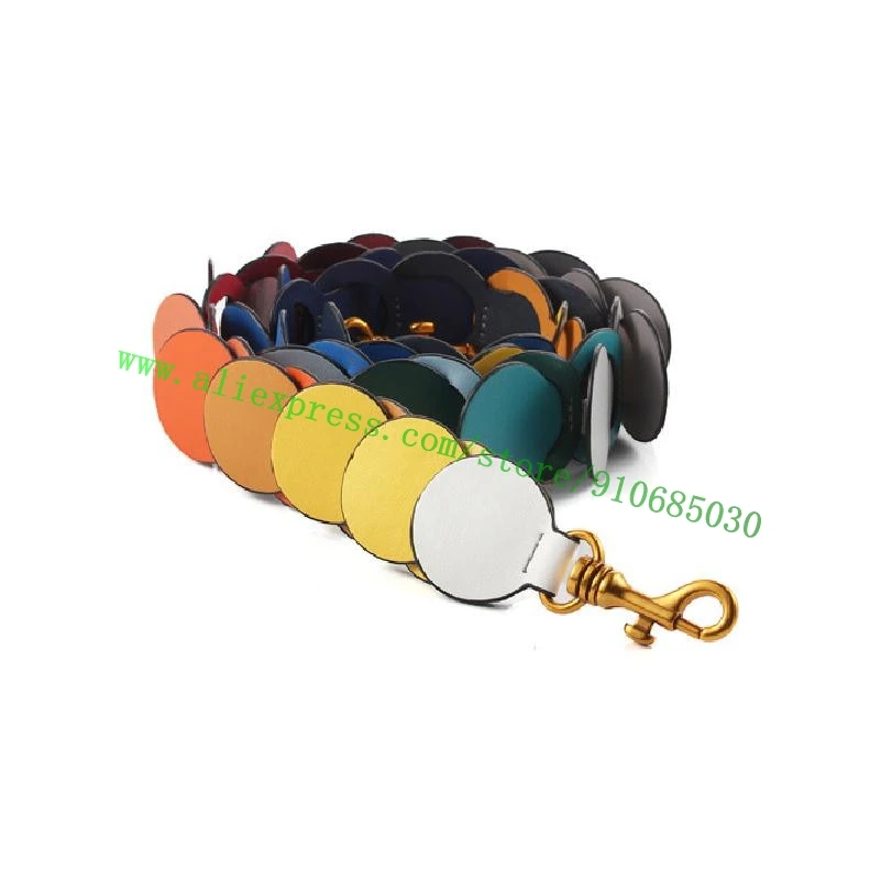 Colorful Rainbow Round Leather Bag Strap For Lady Handbag Women Purse Shoulder Carry Belt