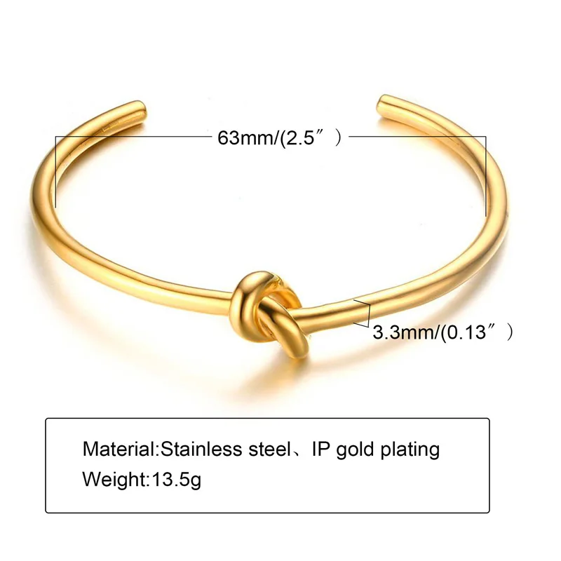 Trendy Round Circular Open Knot Cuff Bangle Bracelets For Women Elegant GoldColor Jewelry Noeud Armband Pulseiras 6