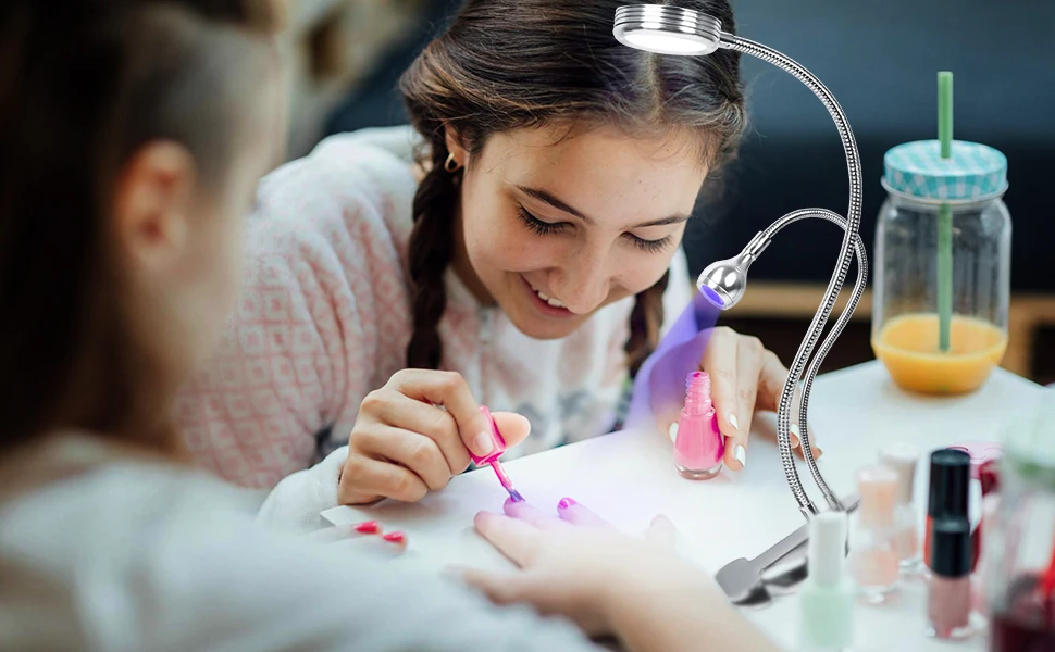 Description Picture 6 of item2-in-1 LED Nail Lamp 5W Dimmable Gooseneck Light Nails Manicure Dryer Sliver Curing UV & White 5V/1A for Nail Art