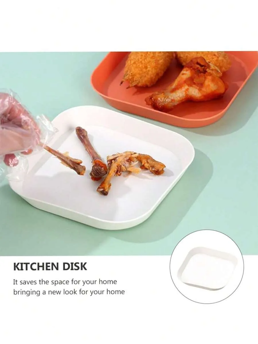 4/8/12pcs White plastic square plate spit bone plate dessert reusable suitable for family camping picnic restaurant