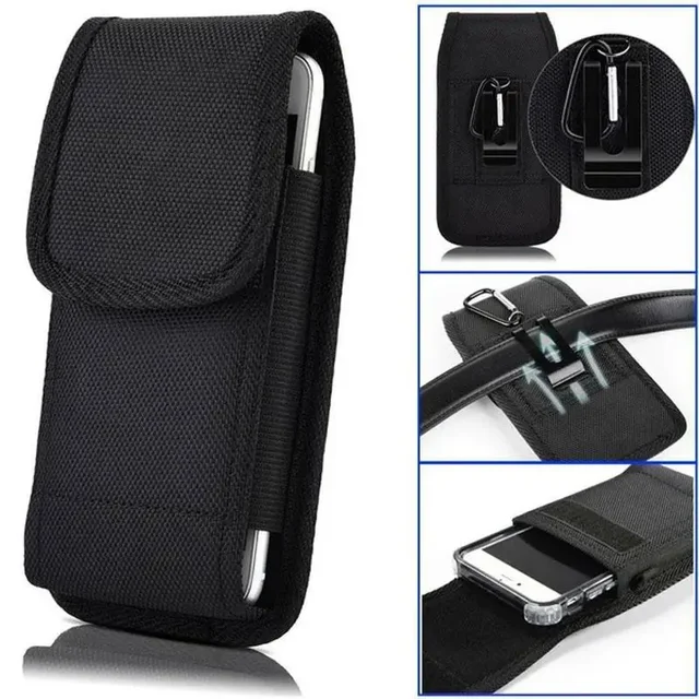 New Mobile Phone Nylon Pouch Cell Phone Belt Clip Carrying Holster Case Waist Packs Black Outdoor Sports Climbing Belt Bag 1