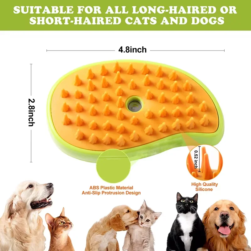 Steamy Dog Brush Electric Spray Cat Hair Brush 3 In1 Dog Steamer Brush for Massage Pet Grooming Removing Tangled and Loose Hair