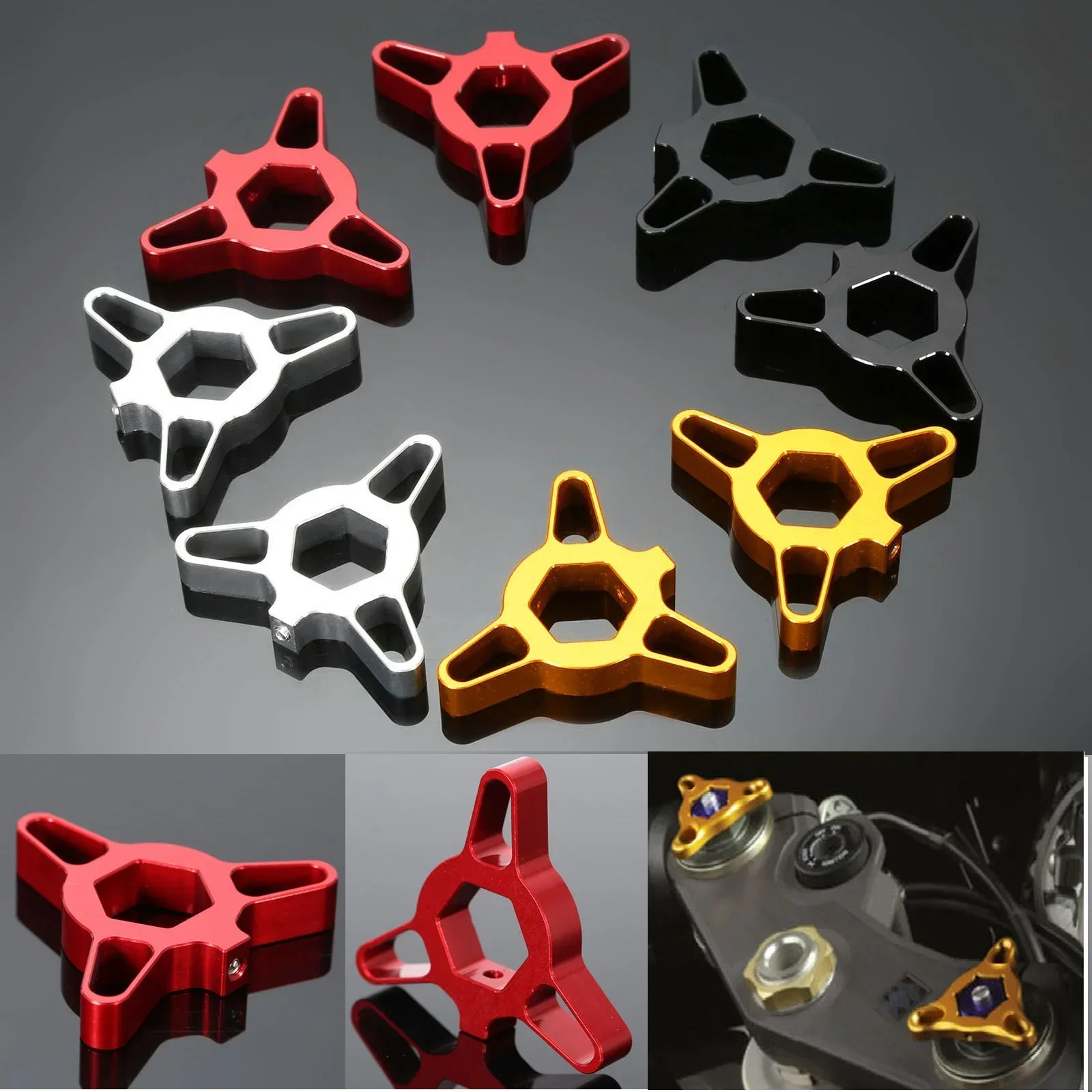 Kit de 2 Piezas de Ajustadores de Precarga de Suspensión Delantera para Motocicleta, Universales, de Aluminio CNC, Hexagonales, Anodizados, 14/17/19/22mm