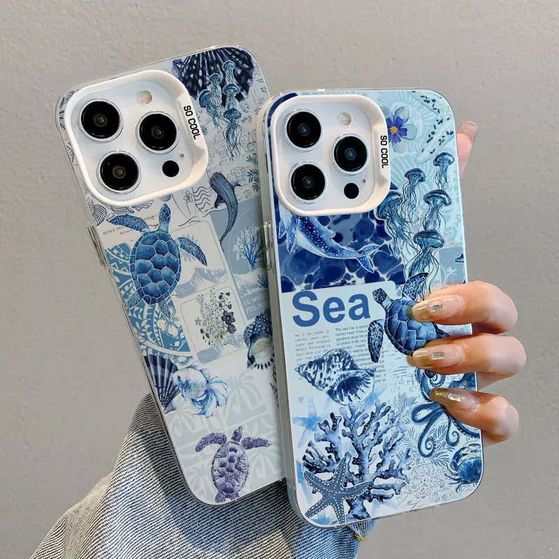 Vibrant Painted Sea Turtle Laser Protective Phone Case