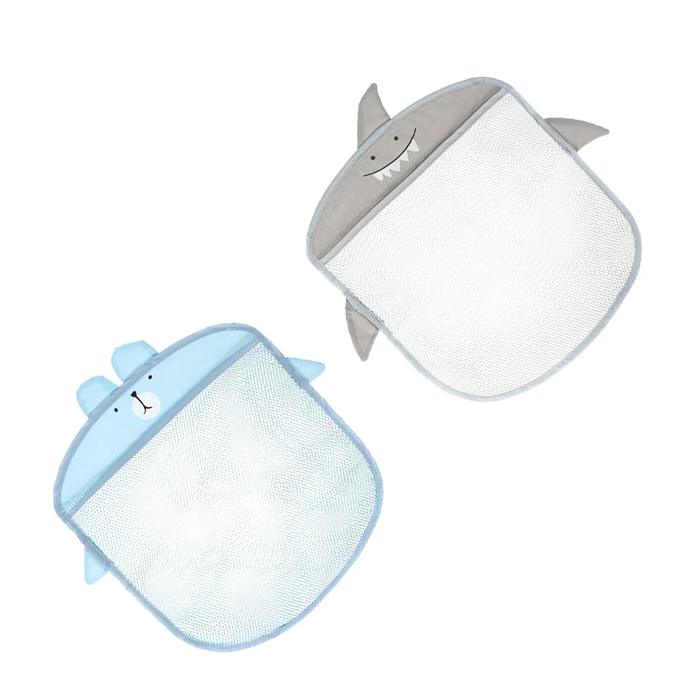 

2 Pcs Storage Bags Suction Cup Child Bath Pouch Grid Hanging Pockets for Bathroom