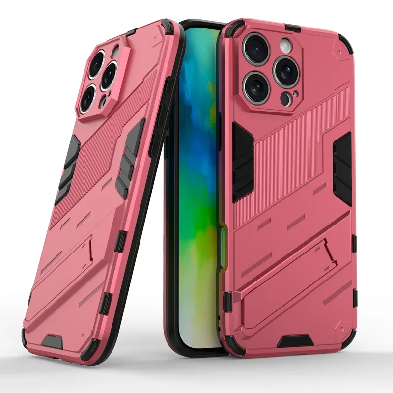 Enhanced Shockproof Armor Phone Case with Holder and Hard Bumper Cover