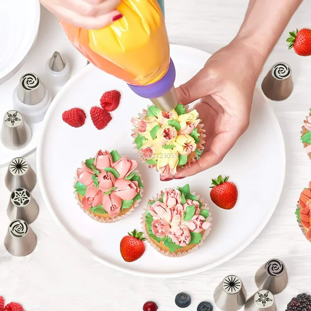 7/11PCS Russian Tulip Icing Rose Pastry Nozzles Cake Decorating Tools Icing Piping Nozzle Cream Cupcake Tip Baking Accessories