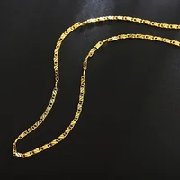 40-75cm 18k Gold Color Charm 2mm Flat Chain Necklaces For Women Men Luxury Fashion Party Wedding Jewelry 1