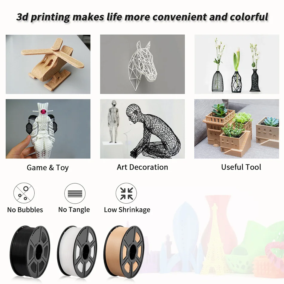 Sunlu-pla Filamento Petg para Impressão 3d Inodoro Eco-friendly Bom Tougness Seda 1kg por Rolo 1.75 mm 3rolls - Imagem 6