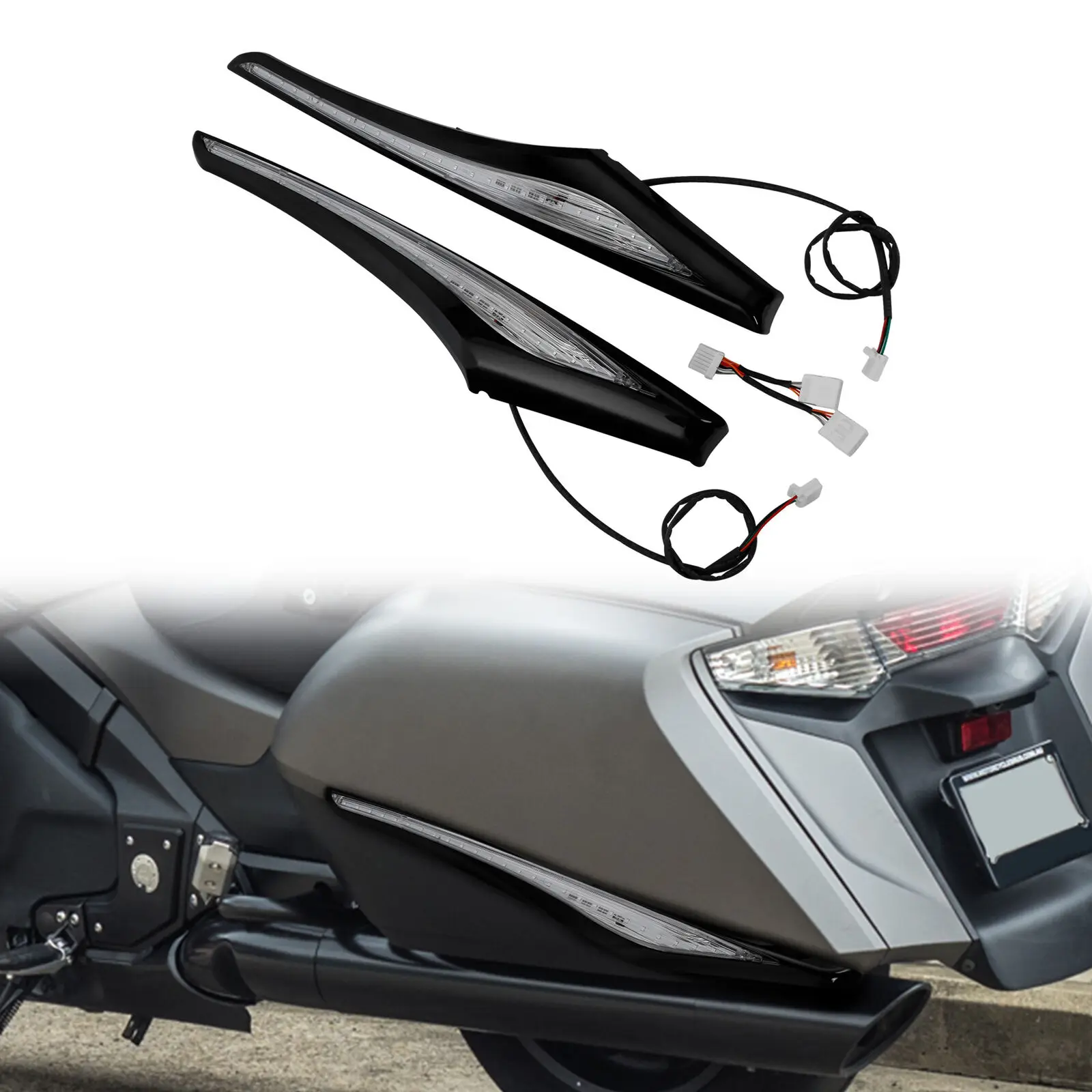 

Motorcycle Saddlebag Accent Swoop LED Light Clear/Red Lens For Honda Goldwing GL1800 2012-2017 F6B 2013-2017 16 15 14