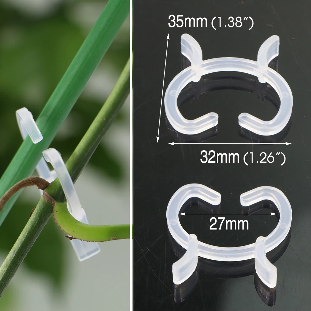 Clear Clip Plant Support Clamp Clip Transparent Plastic Garden Fixture Gripper Great Flower Vine Vegetable Lever Loop Hold Stems