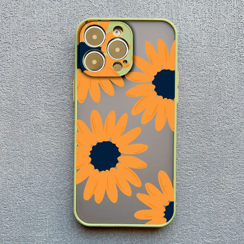 Kunst flache Blumenmuster Schutzhülle für iPhone 16 15 14 Pro Max Plus 11 12 Mini 13 Pro Max 7 8 Plus XR XS Rückseite – Detail 3