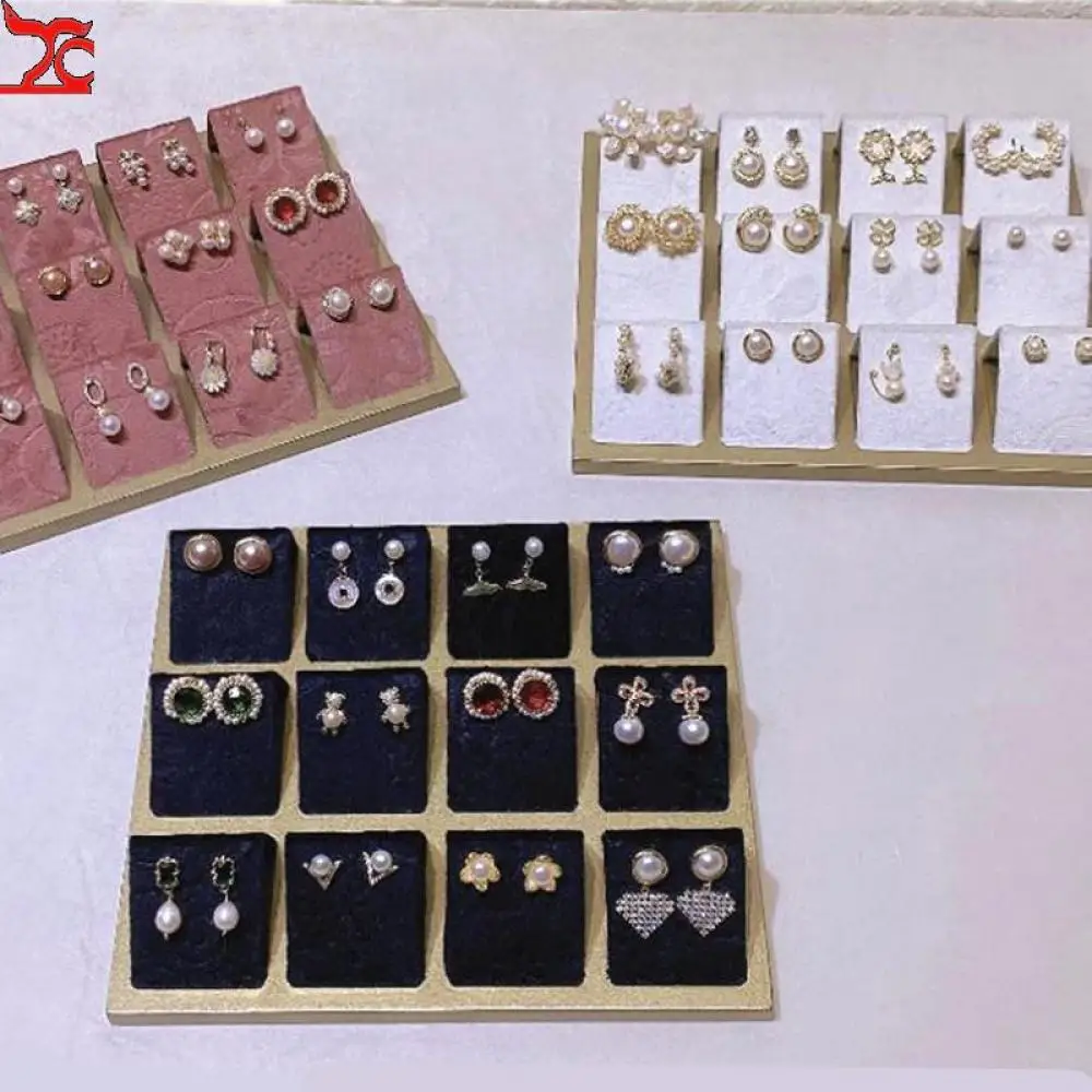 New Luxury Hot Selling 12 White Velvet Earnail Tray Pendant Jewelry Black Exhibition Organizer Advanced Grey Organizer Showcases