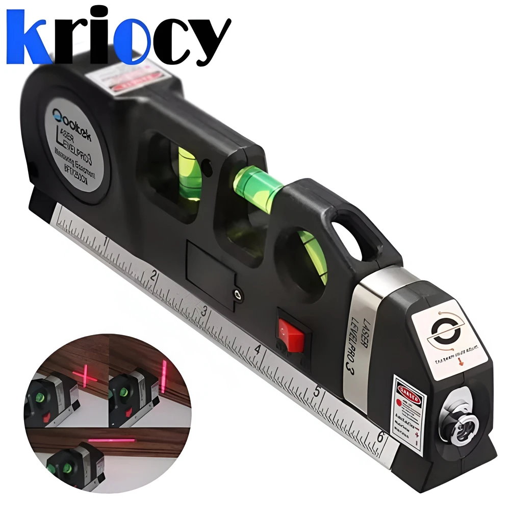 Laser Level Home Multi-function High Precise Laser Leveling Instrument with Steel Ruler Cross Straight Line Measuring Tools