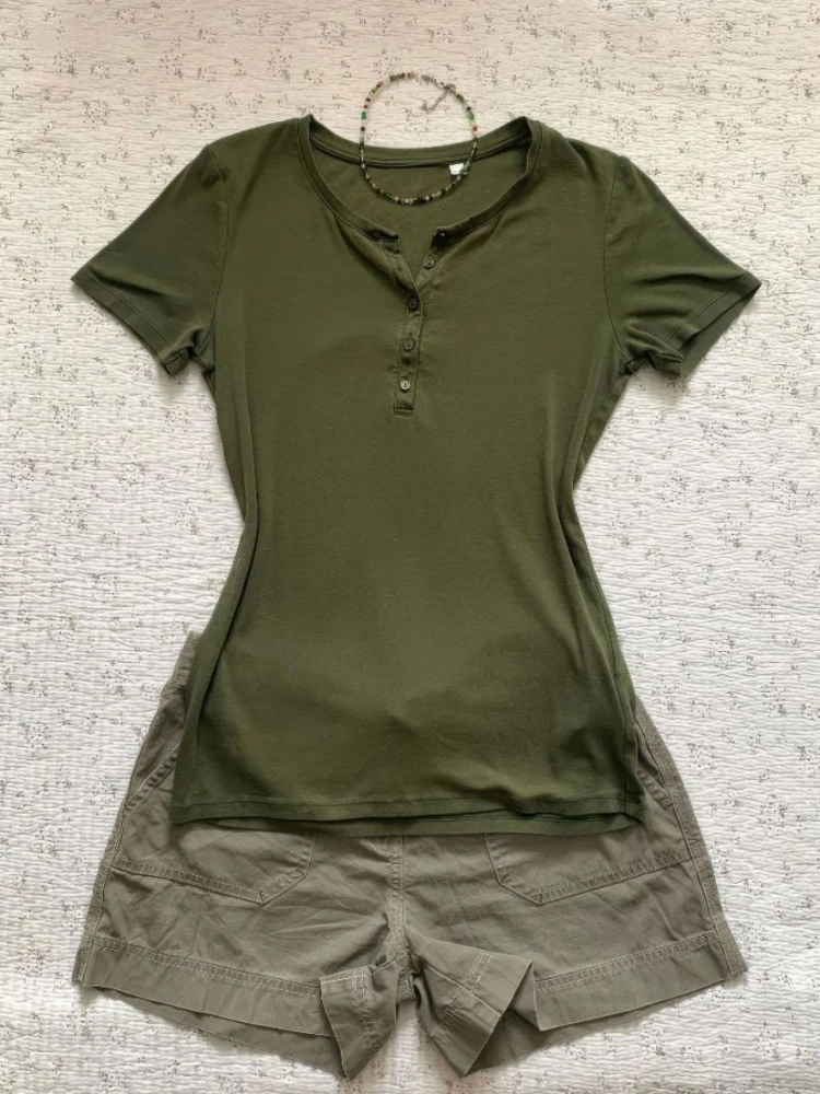 2000s American Vintage T-shits Women Short Sleeve Retro Bodycon Y2k Crop Top Office Lady Korean Fashion Harajuku Subculture Tees - Image 2