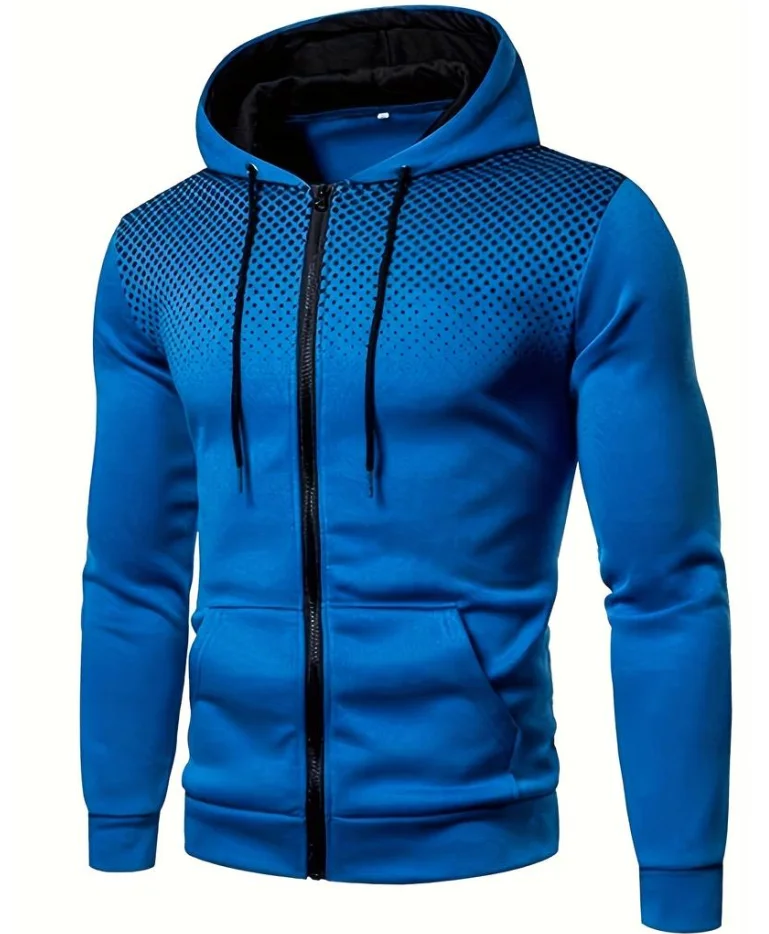 Winter Jacket Men Fashion Hoodies Long Sleeve Plus Size Men's Solid Casual Sports Casual Zippered Hooded Jacket Men Clothing