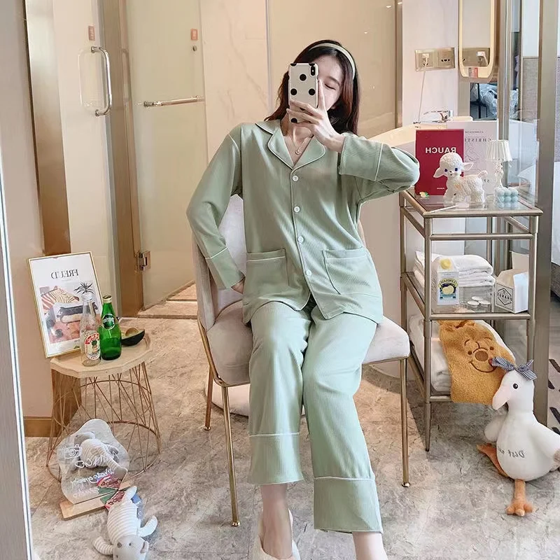 Pajamas For Women Plus Size Autumn 100% Cotton Pijamas Set Winter Cardigan Sleepwear Soft Christmas Pyjamas Lounge Nightwear