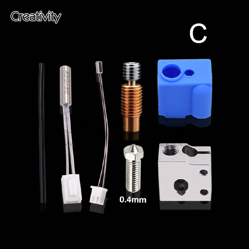 Creativity Artillery SidewinderX1 Genius Volcano Silicone Sock Nozzle Heating Block Throat Bi-metal Heatbreak Heater Thermistor for artillery sidewinder x1 x2 genius hotend silicone sock thermistor heating tube heat block throat volcano nozzle extruder