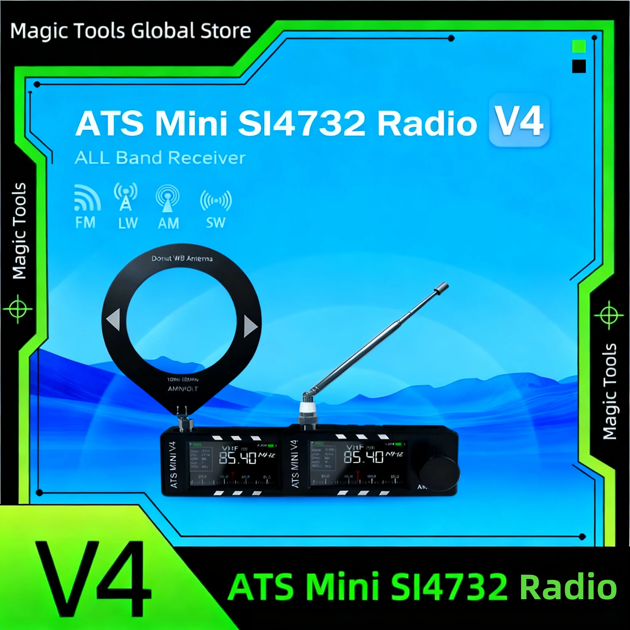 วิทยุรับสัญญาณ V4 AMNVOLT ATS Mini SI4732 รองรับทุกย่านความถี่ AM/FM/SSB/LSB/USB พร้อมแอมพลิฟายเออร์หูฟัง Hi-Z ในตัวสำหรับวิทยุสมัครเล่น 1
