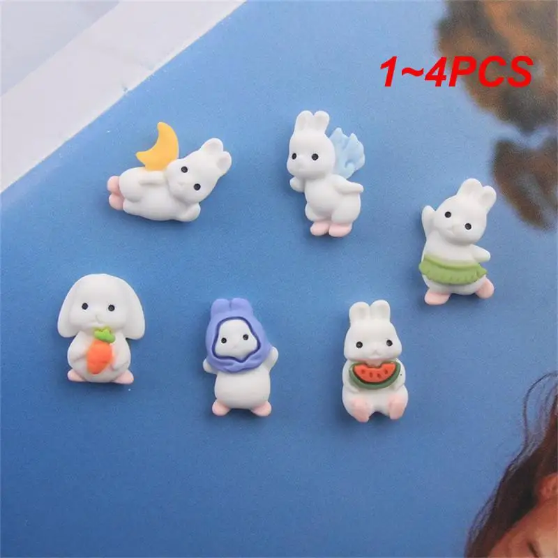 1~4PCS Decor Angel Bunny Ornaments Jewelry Decoration Resin Cream Cartoon Resin Cream Glue