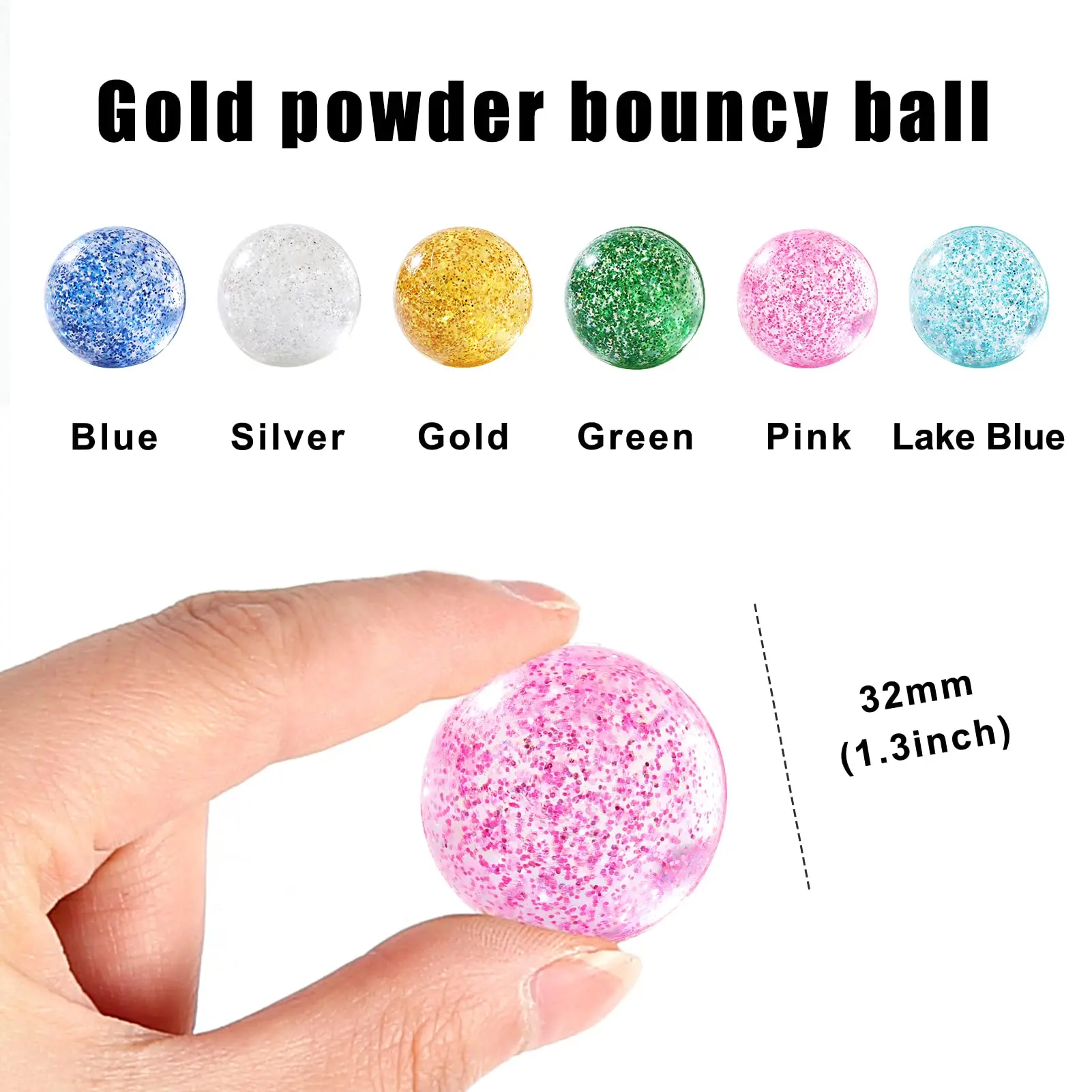 32mm Glitter Bounce Balls Space Balls Toy Kids Birthday Party Favor Carnival Guest Gifts School Goodie Bag Fillers 10-20pcs