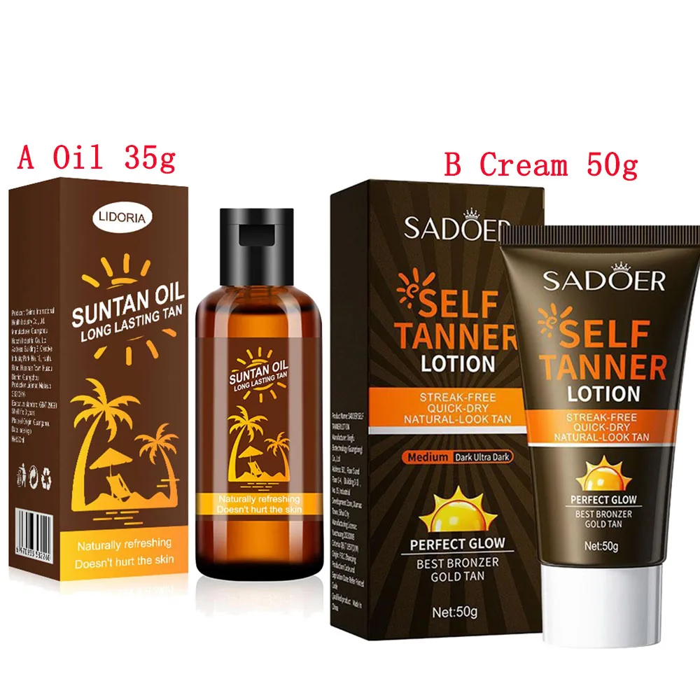 Bronze Tanning Oil/Cream Summer Skin Self Tanner Long-lasting Face Body Natural Glow Body Bronzer Tanning product