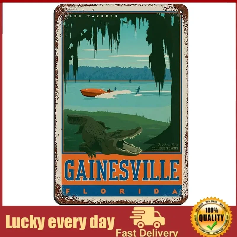 

Gainesville Florida Vintage Travel Poster Retro Poster Metal Tin Sign Chic Art Retro Iron Painting Bar People Cave Cafe Family