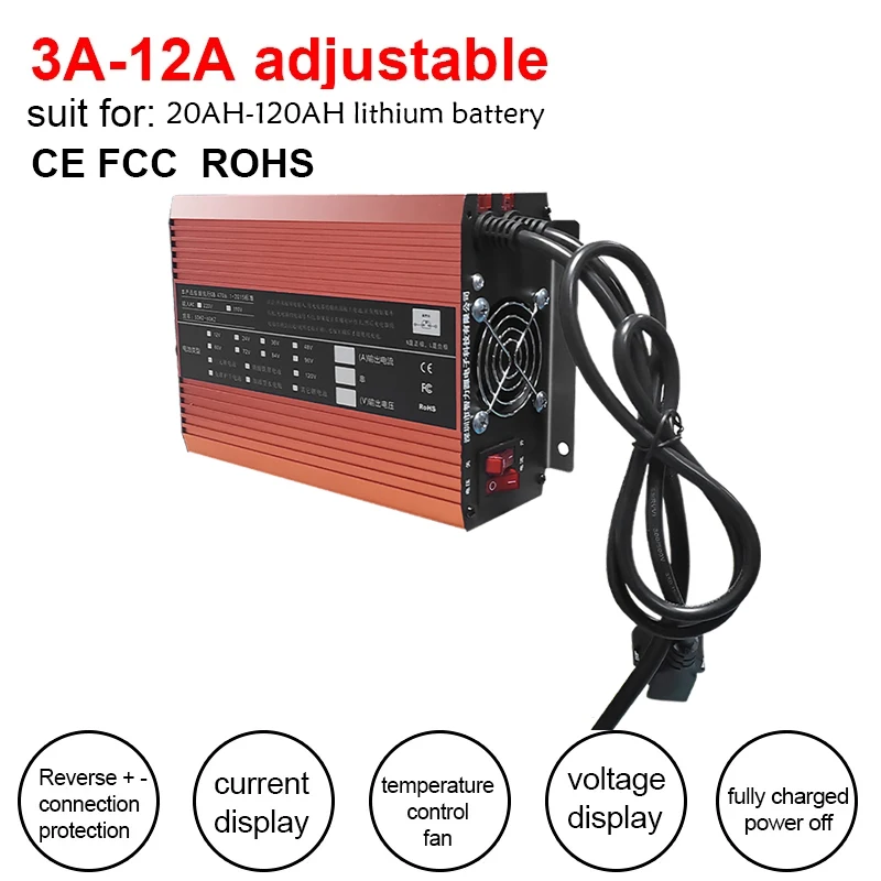 

72V 60V 67.2V 84V Li-ion LiPo 48V Lifepo4 Lithium Battery Charger Curren Adjust 2A 5A 10A 12A Fast Charge ebike 12S 16S 20S 24S